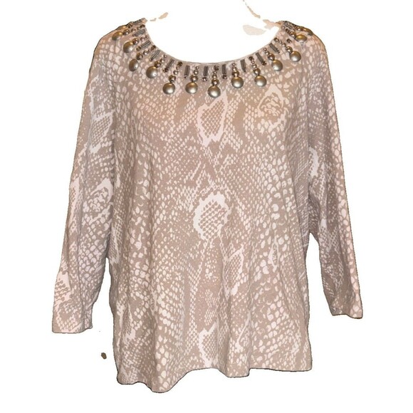 Ruby Rd. Tops - Ruby Road Women's 1X Tunic Top with Snake print and Silver Embellishment
